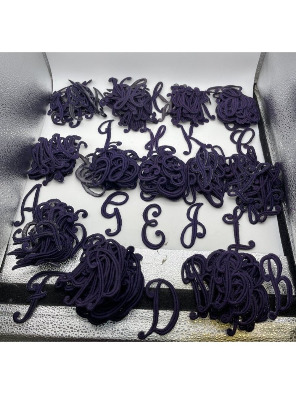 Vintage Monogram Script 3” Letters JC Nellissen Applique Patch Dark Purple Lot